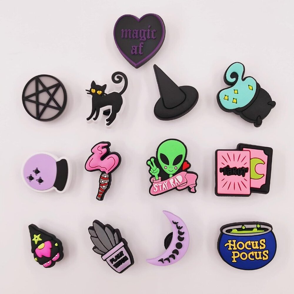 Shoe Charms Pink Witch Goth Dog Cat Cowgirl Clogs Shoe Decoration - Picture 2 of 7